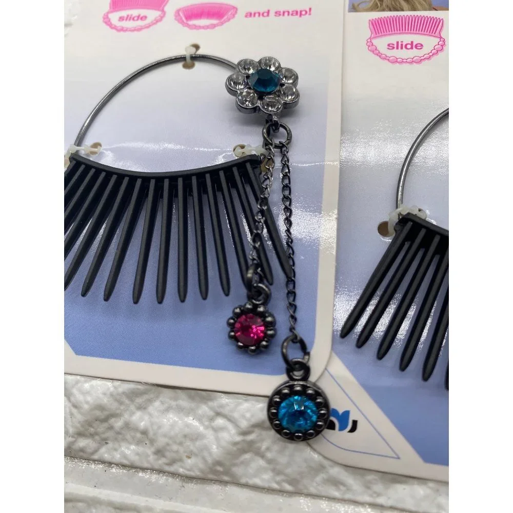 3-PK‎ Scunci Bendini Clip Medium with Jewels Slide and Snap Pink Style 39023-A